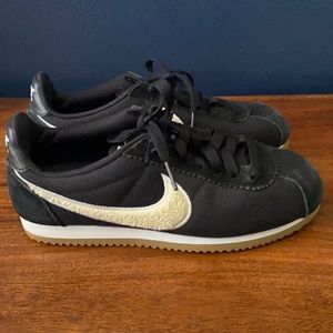 Nike Classic Cortez Black & Cream Fabric Sneakers